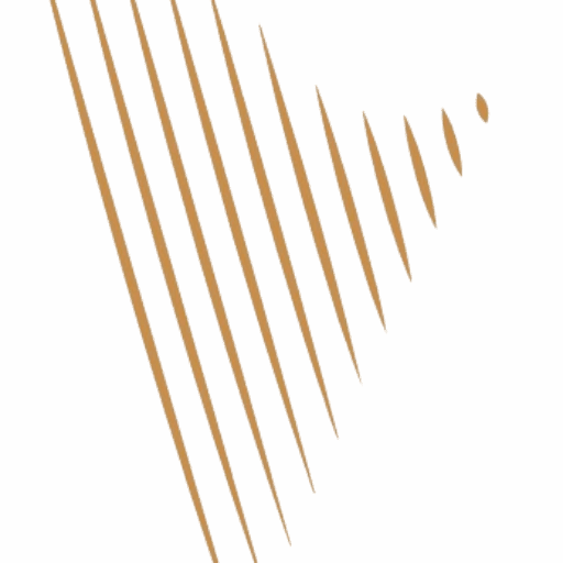 Modern, hárfa alakú arany logó átlátszó háttéren